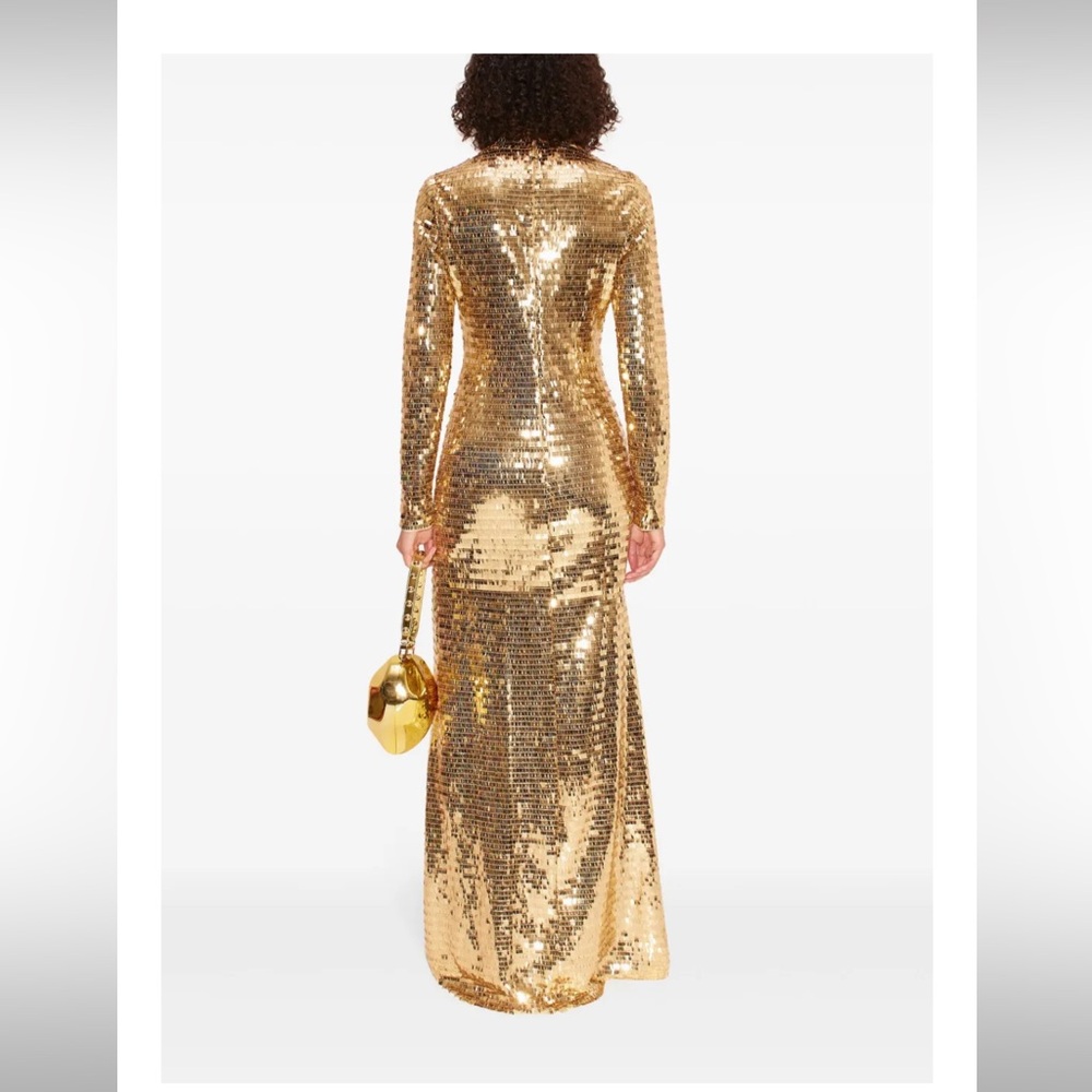 Simon Miller Gold Sequin Long Sleeve Gown dress BNWT - Picture 3 of 6